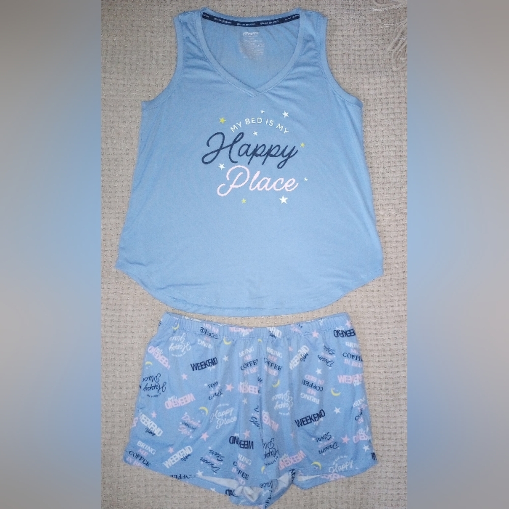 Happy Place Blue Sleep Tank & Shorts Set, Size S